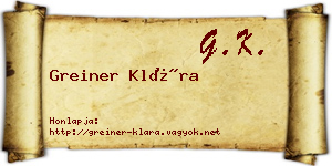 Greiner Klára névjegykártya